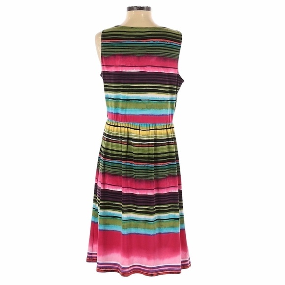 🌺 NY Collection Stripe Stretchy Colorful Sleeveless Dress Size M - Picture 3 of 11